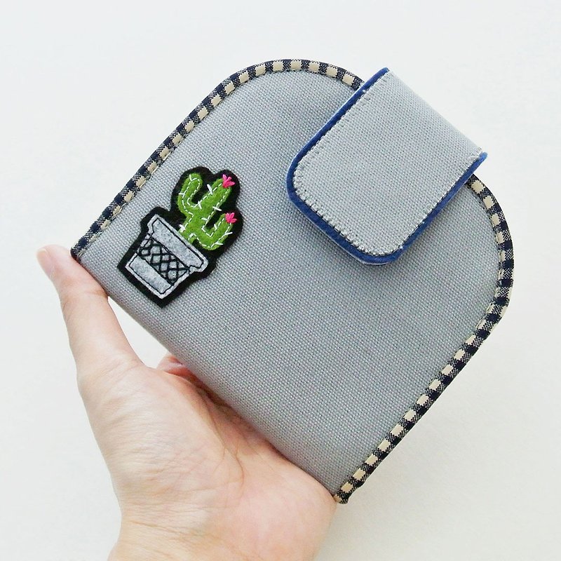Card Holder Wallet, Keychain Wallet, Change Purse - Cactus - 皮夹/钱包 - 棉．麻 灰色