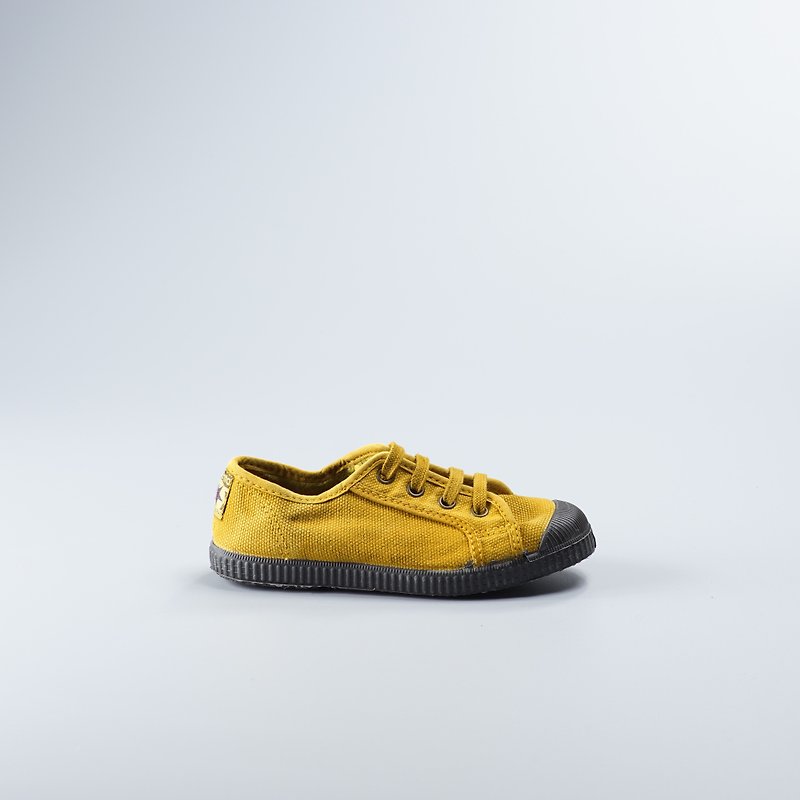 西班牙帆布鞋 冬季刷毛 黄色 黑头 洗旧  974777 童鞋尺寸 - 童装鞋 - 棉．麻 黄色