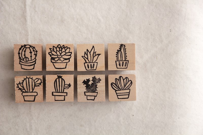【印章】多肉植物仙人掌手工橡皮章 - 印章/印台 - 木头 咖啡色