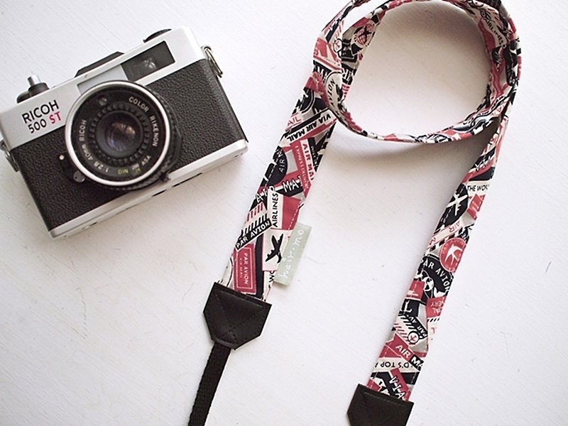hairmo航空旅行标签双背相机带-砖红(一般孔/双小孔) - 相机 - 棉．麻 红色
