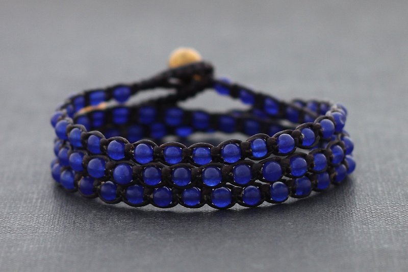 串珠编织手链蓝玉黄铜中性 - 手链/手环 - 石头 蓝色