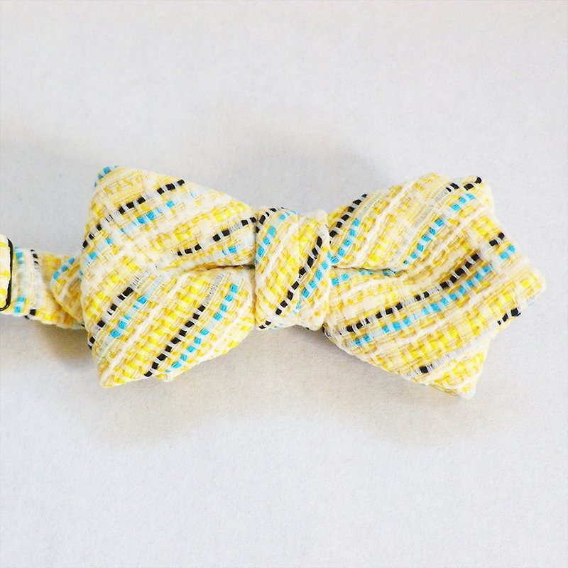Crossover regimental bowtie butterfly - 领带/领带夹 - 棉．麻 黄色