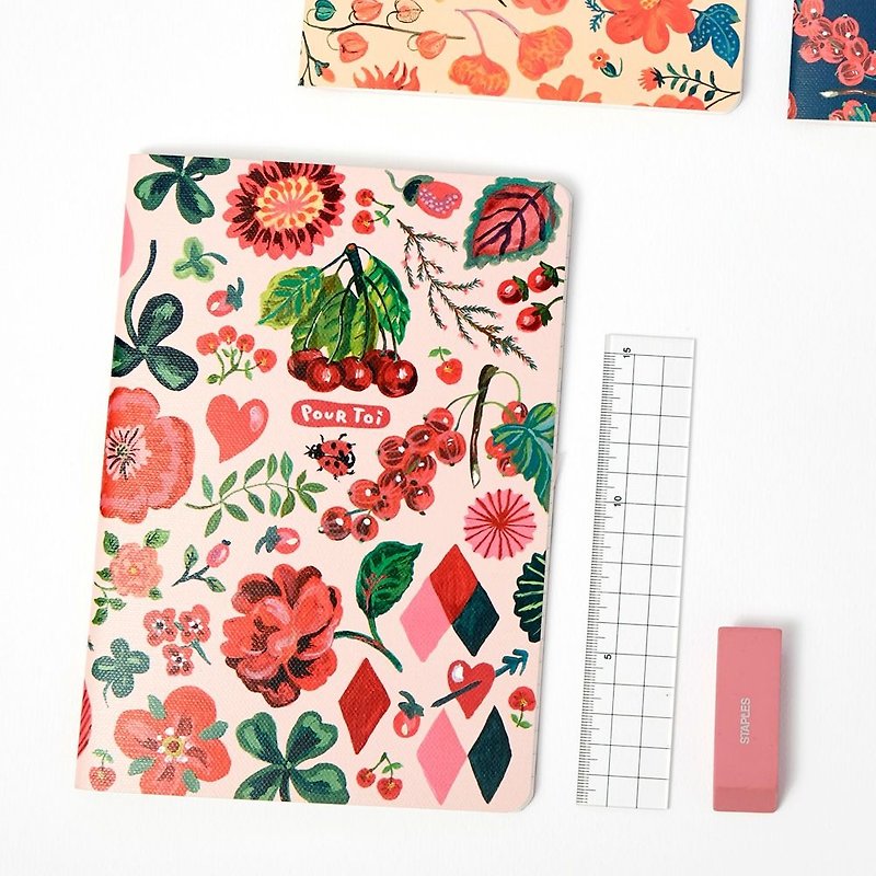 7321Design-BBH条纹笔记本M-莓果花园,7321-87370 - 笔记本/手帐 - 纸 粉红色