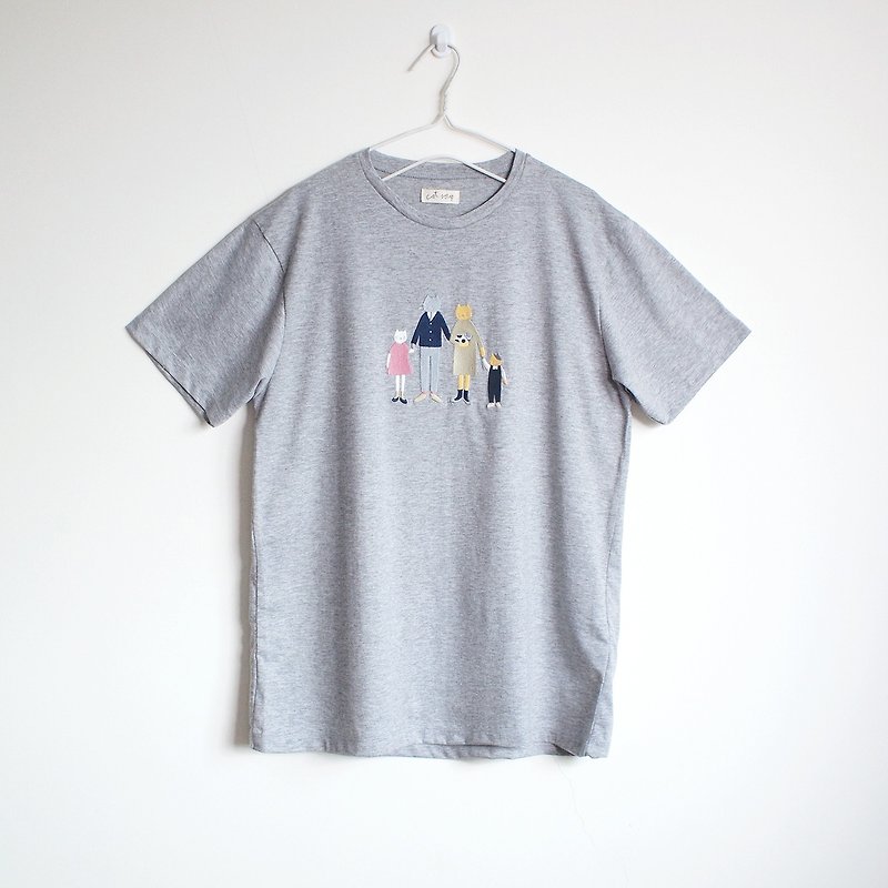 cat family t-shirt : gray - 女装上衣 - 聚酯纤维 灰色
