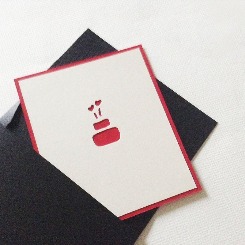 生日磁卡 - 点着爱心蜡烛的生日蛋糕/家居装饰小画/附黑色信封x1 - 卡片/明信片 - 纸 