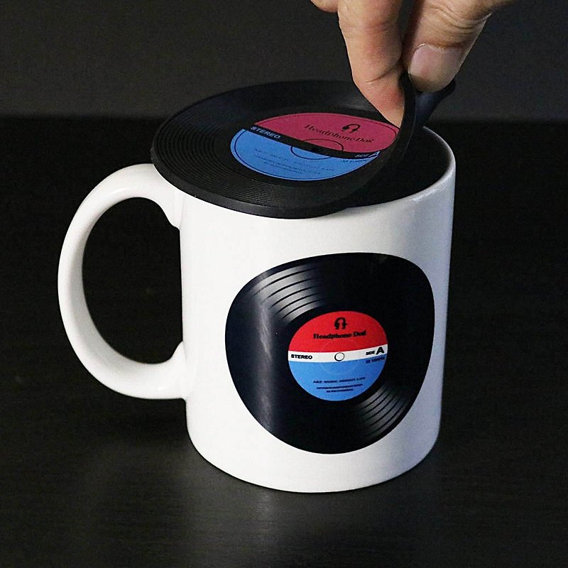 黑胶唱片耐热硅胶 杯垫/杯盖一组(两入) - 茶具/茶杯 - 硅胶 