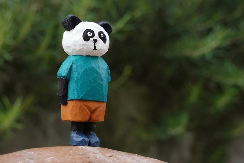 Wooden Doll Mr. Panda - 玩偶/公仔 - 木头 