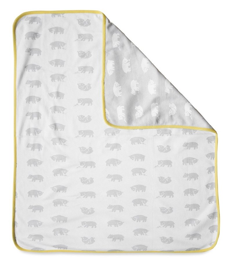 小熊熊有机棉毯(黄边)– BJÖRN BLANKET(yellow edge) - 被子/毛毯 - 棉．麻 白色