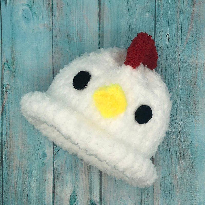 小鸡-毛线编织宝宝毛线帽 弥月礼 周岁礼 (大人小孩尺寸皆有) - 婴儿帽/发带 - 聚酯纤维 白色