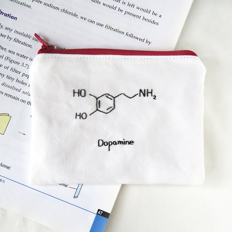 多巴胺 Dopamine / 化学分子 零钱包 笔袋 / 定制化 - 零钱包 - 绣线 红色