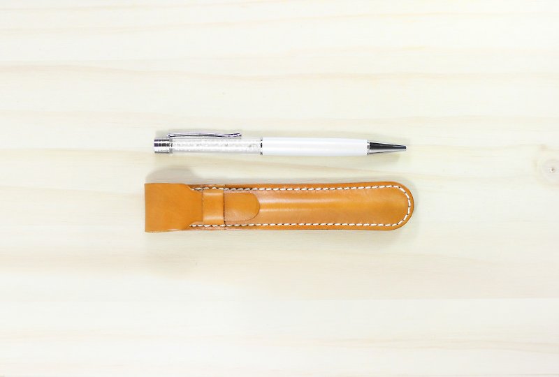 简约皮革钢笔套 | 多款配色 - 笔筒/笔座 - 真皮 橘色