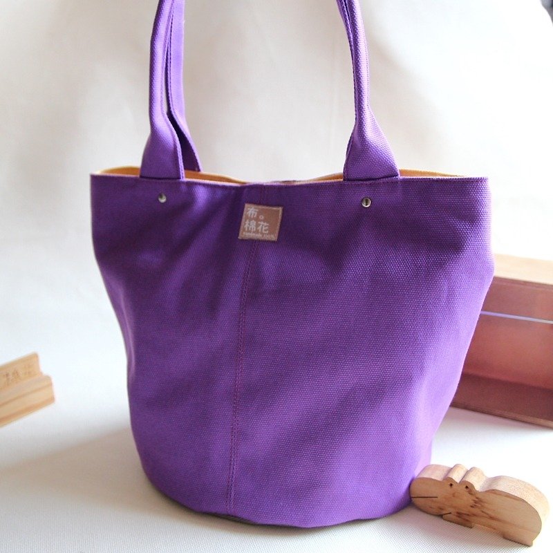 素色帆布圆筒散步包, 亮紫色肩背包 - 手提包/手提袋 - 棉．麻 紫色
