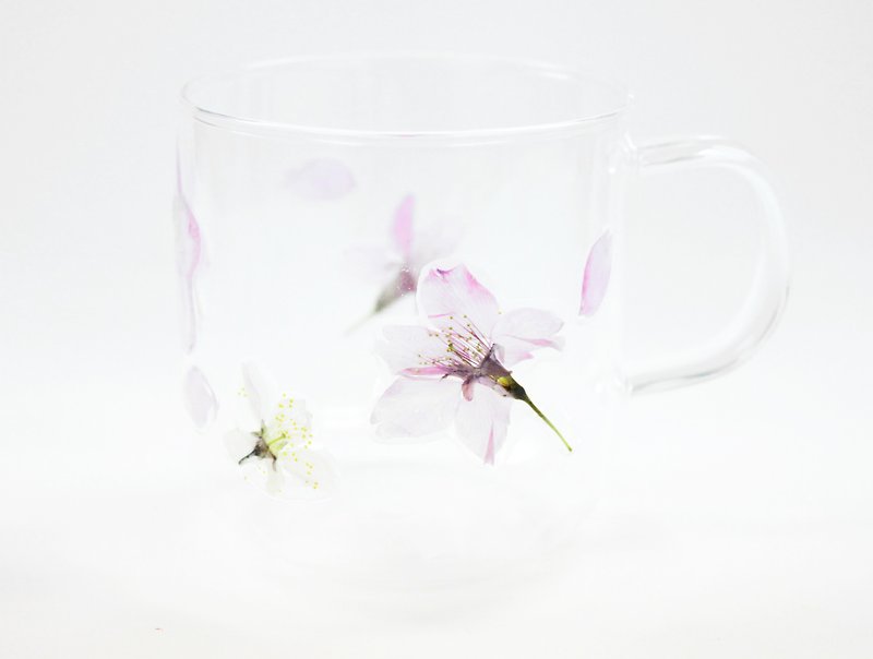 樱花有耳花茶杯（无印良品杯子360ml） Sakura Mug Cup - 茶具/茶杯 - 玻璃 粉红色