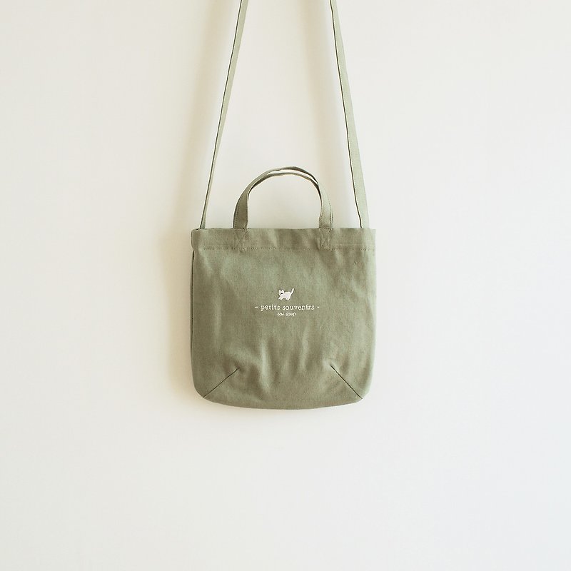 mini linen tote bag : olive green - 侧背包/斜挎包 - 棉．麻 绿色