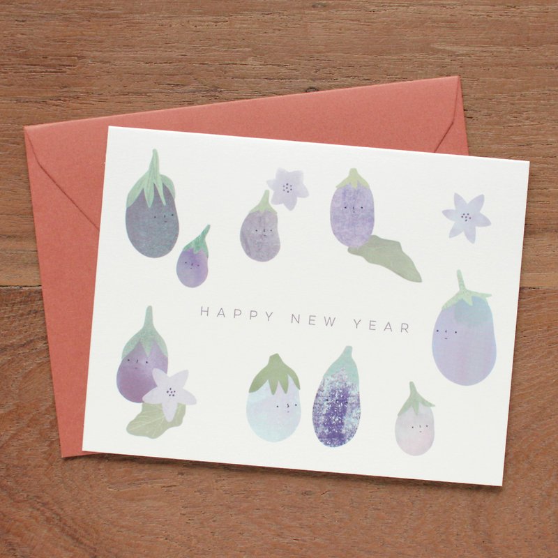 The Aubergines - Happy New Year Greeting Card - 卡片/明信片 - 纸 紫色