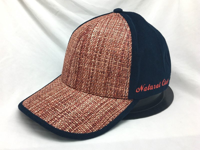 刺绣纸布棒球帽 (红纹+深蓝) 老帽 台湾制 - 帽子 - 纸 红色