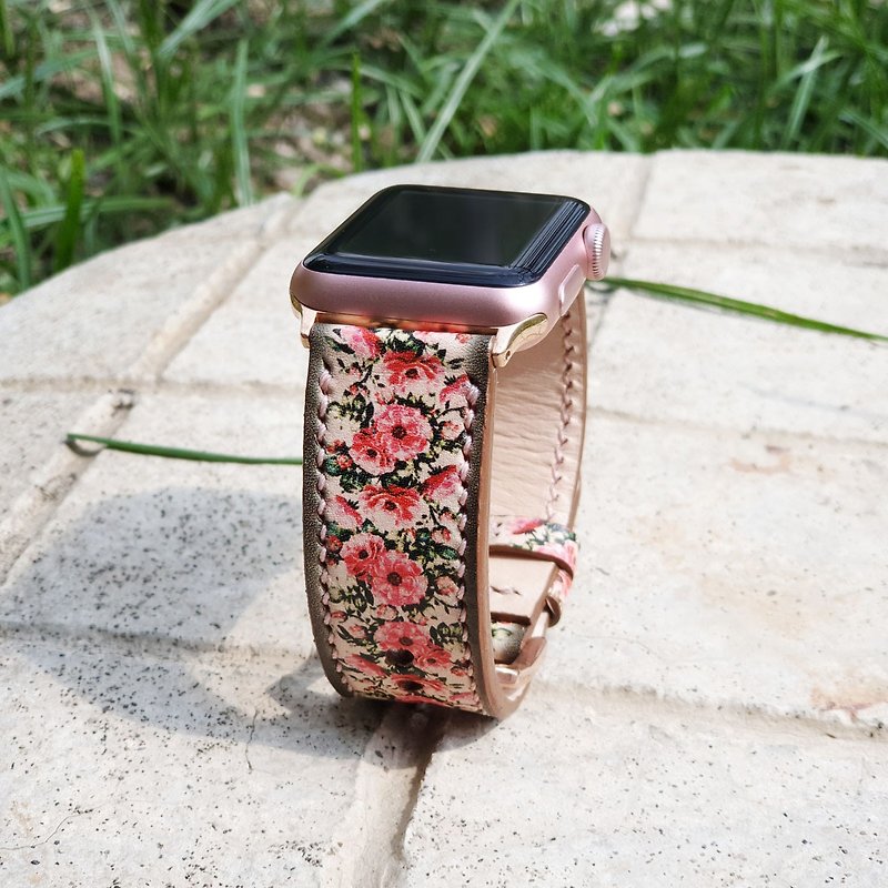 Apple Watch女士乐队系列4系列3系列2系列1 - 表带 - 真皮 粉红色