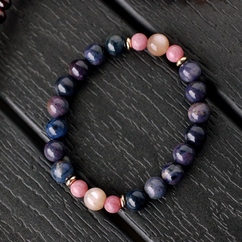 玫瑰石*猫眼月光石*蓝线石手链 - 手链/手环 - 水晶 紫色
