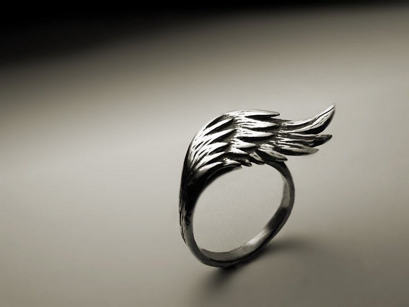 大单翅膀戒指 - 戒指 - 其他金属 银色