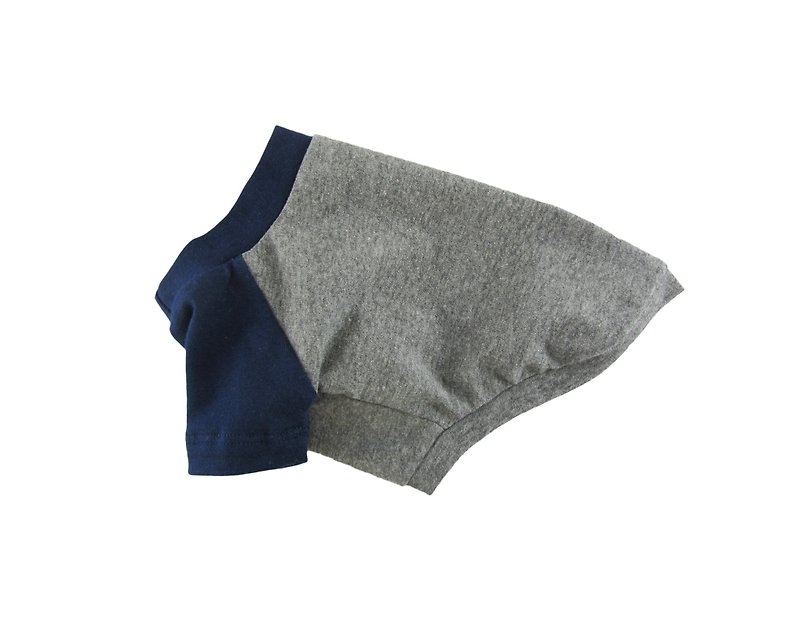 Gray&Navy Contrasting Raglan Top, Cotton Dog Tee, Dog Apparel - 衣/帽 - 其他材质 灰色