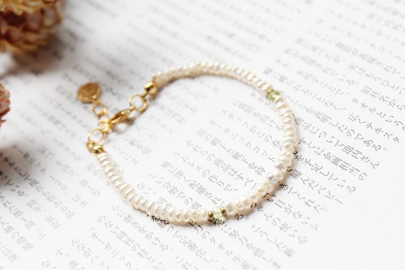8月诞生石-Peridot橄榄石珍珠系列铜手链 - 手链/手环 - 宝石 绿色