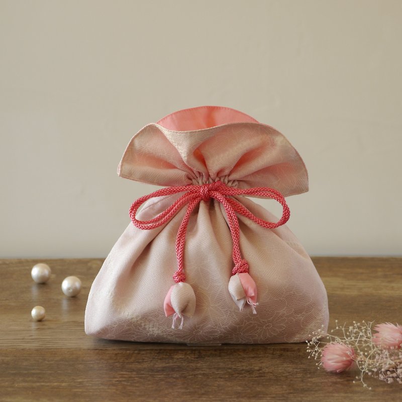 幸せ巾着　FUGURO　 菊文　中サイズ - 化妆包/杂物包 - 聚酯纤维 粉红色