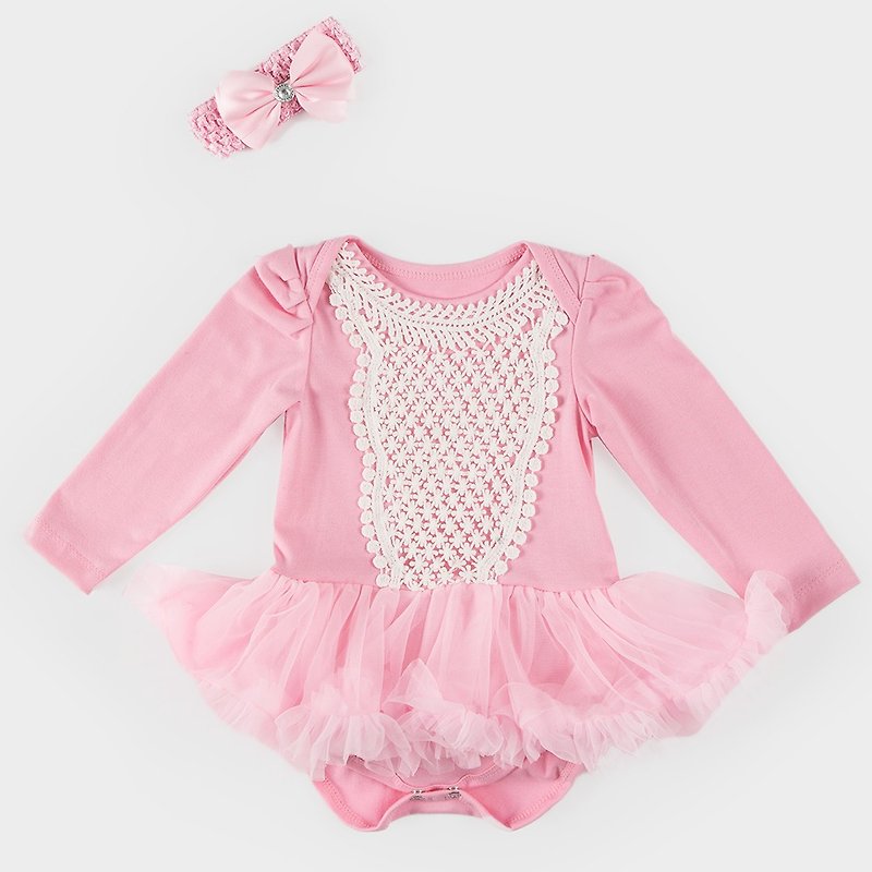 日安朵朵 女婴雪纺蓬蓬裙连身衣–奥罗拉(长袖) - 包屁衣/连体衣 - 聚酯纤维 粉红色