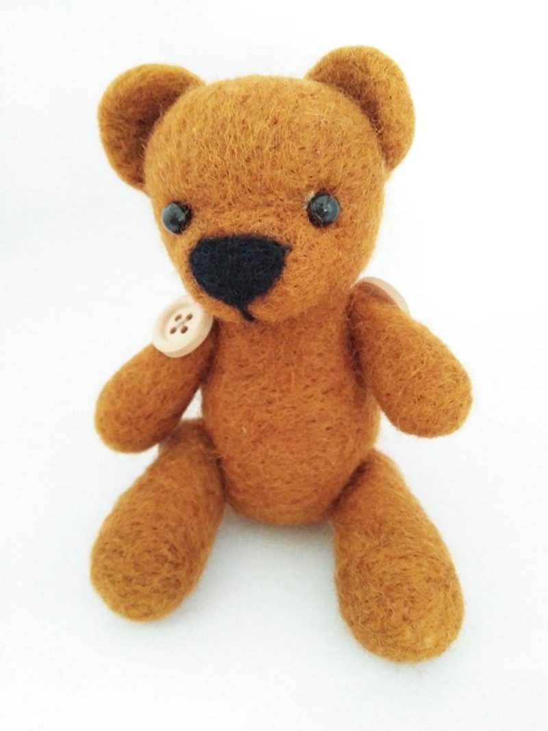 miniyue 羊毛毡 泰迪熊娃娃(活动关节) 台湾制造 限量手工 - 玩偶/公仔 - 羊毛 咖啡色