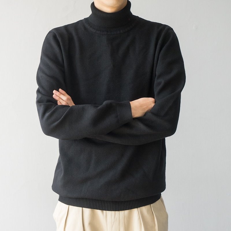 日系搭配 超舒适 纯色套头高领毛衣针织衫 Turtleneck Knit - 男装针织衫/毛衣 - 棉．麻 白色
