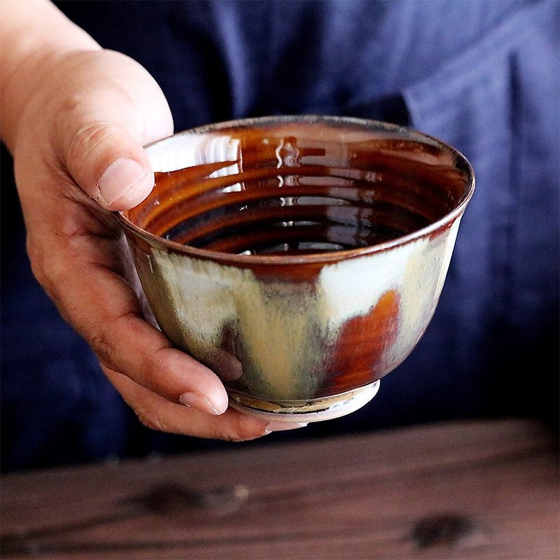 高取烧 高取烧 Ame 釉碗 Ame Motonaga Touen 陶器茶碗 - 碗 - 陶 咖啡色