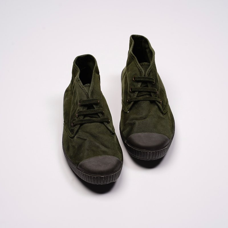 西班牙帆布鞋CIENTA U60777 22墨绿色 黑底 洗旧布料 大人 Chukka - 女款休闲鞋 - 棉．麻 绿色