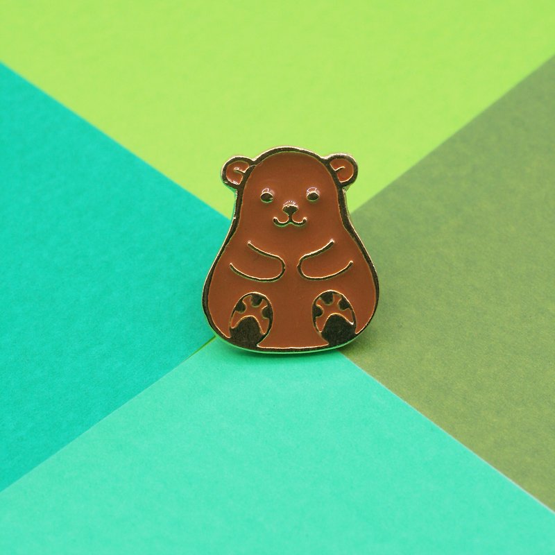 Brown Bear Lapel Pin - 胸针 - 其他金属 咖啡色