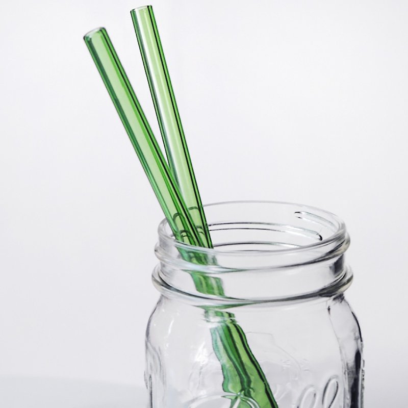 22cm (口径0.8cm) 平口 长玻璃吸管1支入(附赠清洁刷) 环保定制化 - 环保吸管 - 玻璃 绿色