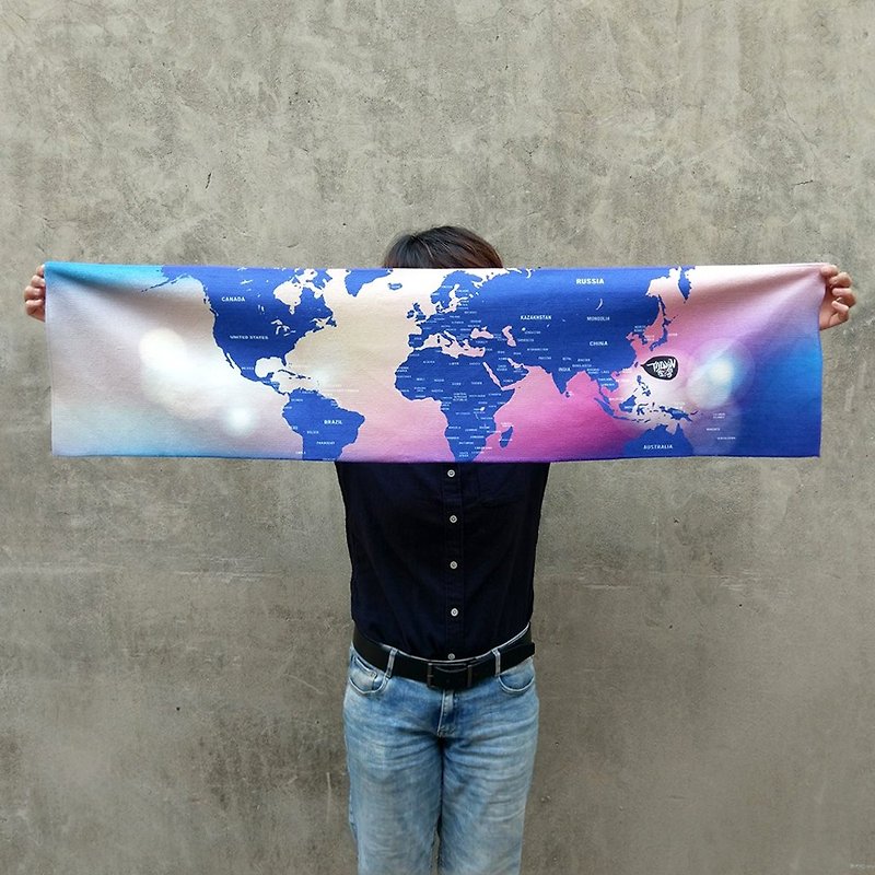 世界地图运动毛巾 浪漫深海蓝 - 毛巾浴巾 - 其他材质 蓝色