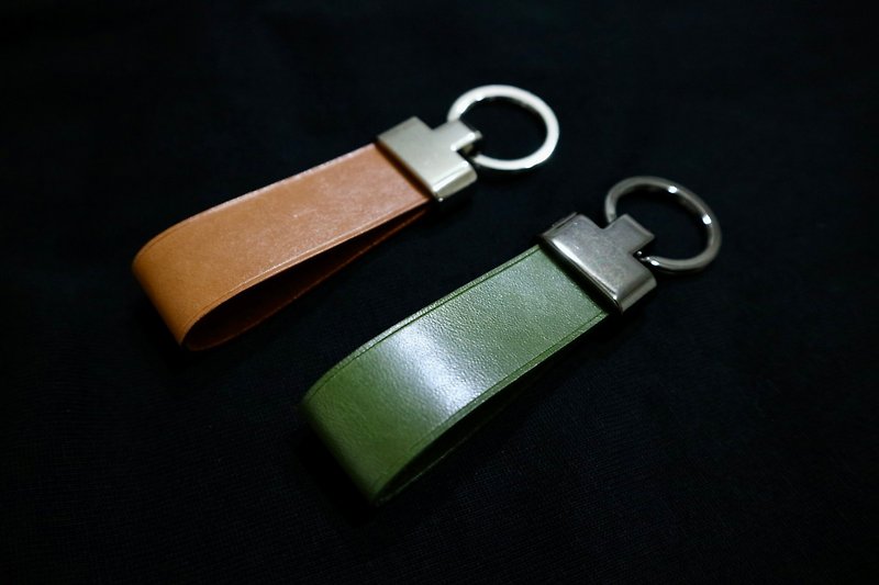植鞣皮革钥匙圈/皮革吊饰/送礼 - 钥匙链/钥匙包 - 真皮 绿色