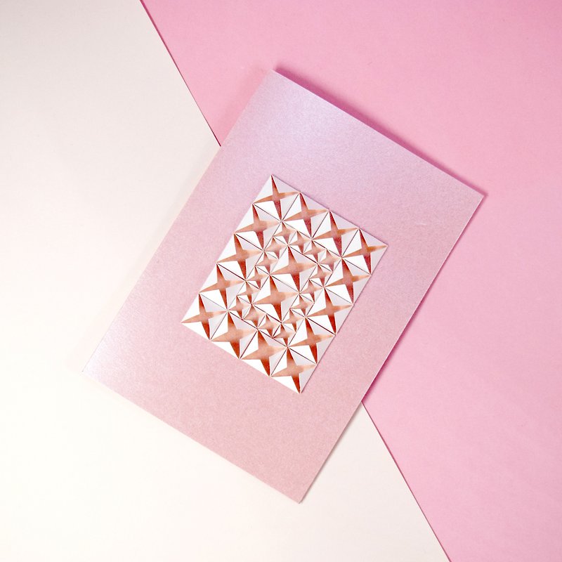独特折纸艺术原创立体手工珍珠粉红色卡片 - 卡片/明信片 - 纸 粉红色