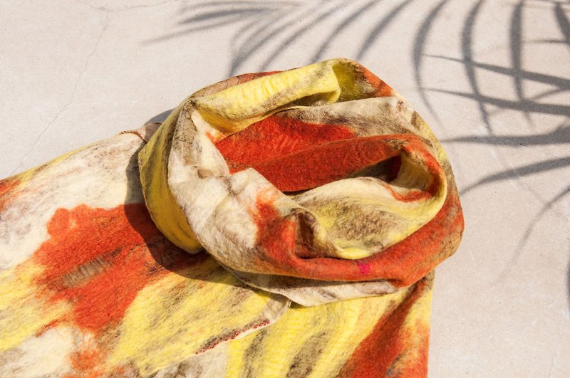 羊毛毡丝巾/湿毡丝巾/水彩艺术感围巾/羊毛渐层感丝巾-埃及金字塔 - 围巾/披肩 - 羊毛 多色