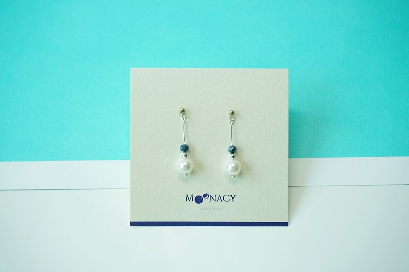 施华洛世奇水晶珍珠  垂挂耳环 耳夹 (深蓝 玻璃珠)  - 手链/手环 - 宝石 蓝色