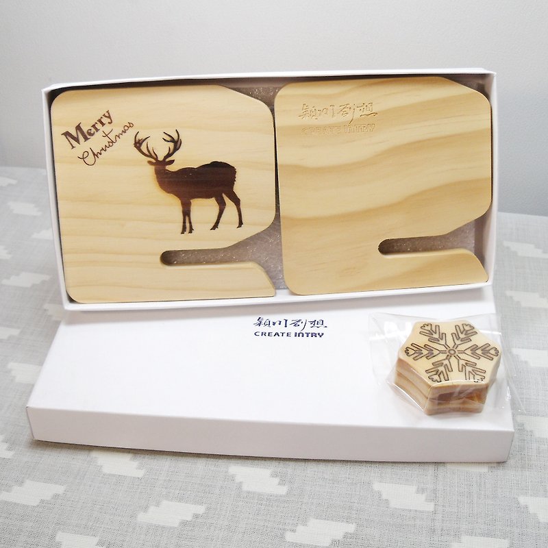 凝视 圣诞鹿  木制 圣诞礼物 交换礼物 定制名字 - 画框/相框 - 木头 