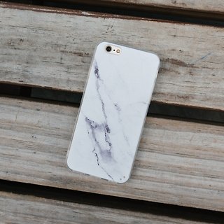 原创雪花白大理石 iPhone Samsung 手机保护壳 硬壳 透明软边