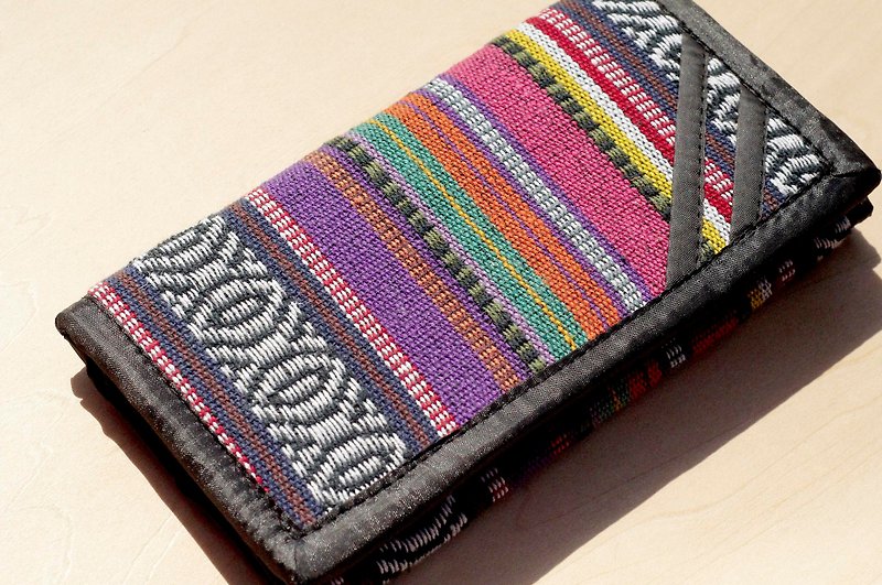 编织感帆布皮夹 / 民族风零钱包 / 钱包 - 热带鲜艳色彩 - 皮夹/钱包 - 其他材质 多色