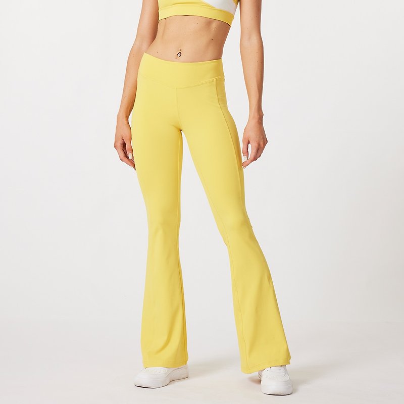 SILVERWIND新品不显腿纯色紧身垂高腰感收腹提臀女瑜伽健身喇叭裤 - 女装运动裤 - 环保材料 黄色