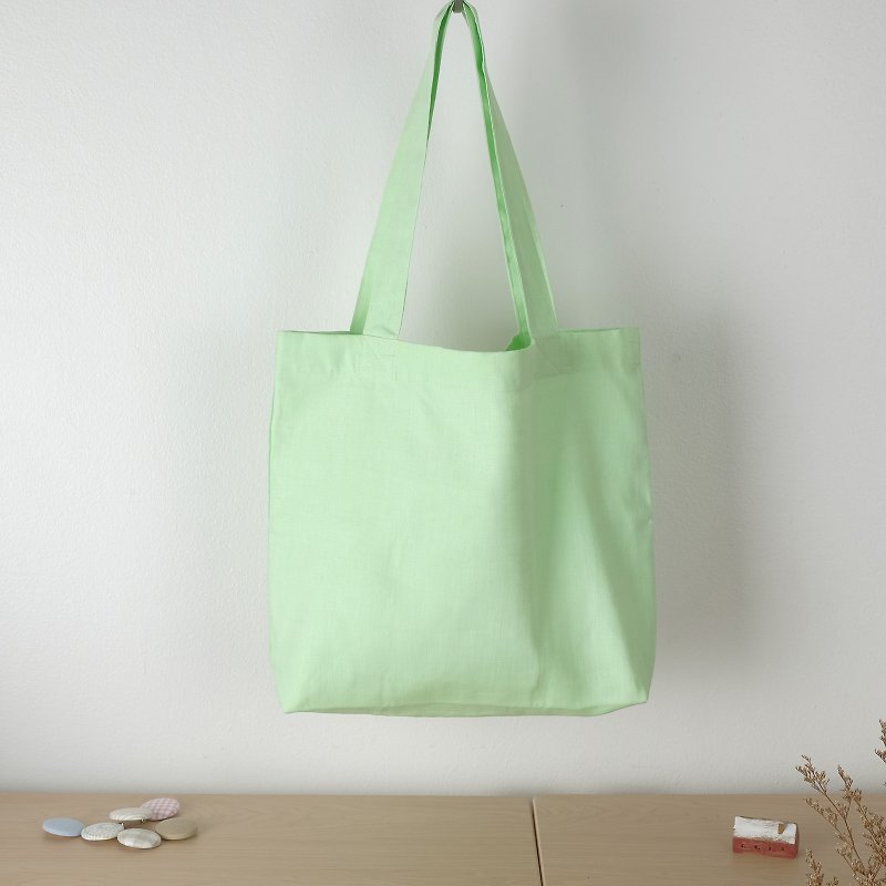 Light Green Linen Tote Bag (Rainbow Series) - 侧背包/斜挎包 - 棉．麻 绿色