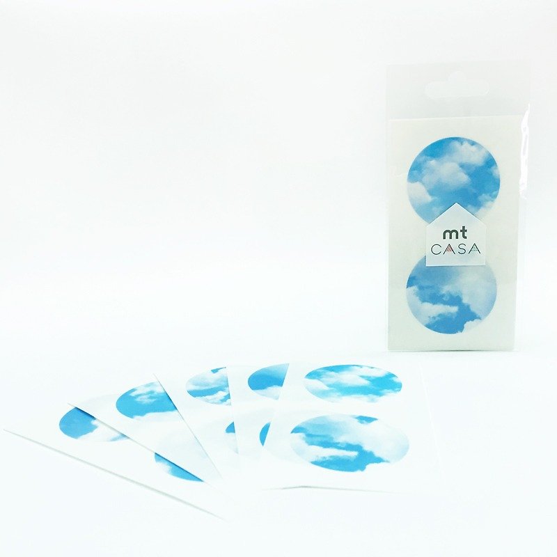 日本KAMOI mt CASA seal 和纸圆贴【青空 (MTCDS019)】 - 纸胶带 - 纸 蓝色