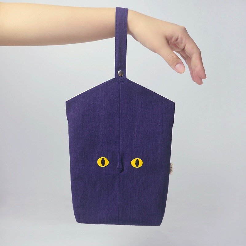 隐形猫朋友轻巧手提袋 (新版) - 手提包/手提袋 - 棉．麻 蓝色