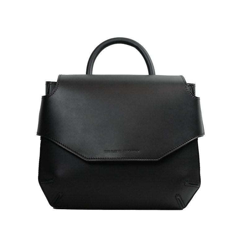 POMOLO shoulder leather bag /Black - 手提包/手提袋 - 真皮 黑色