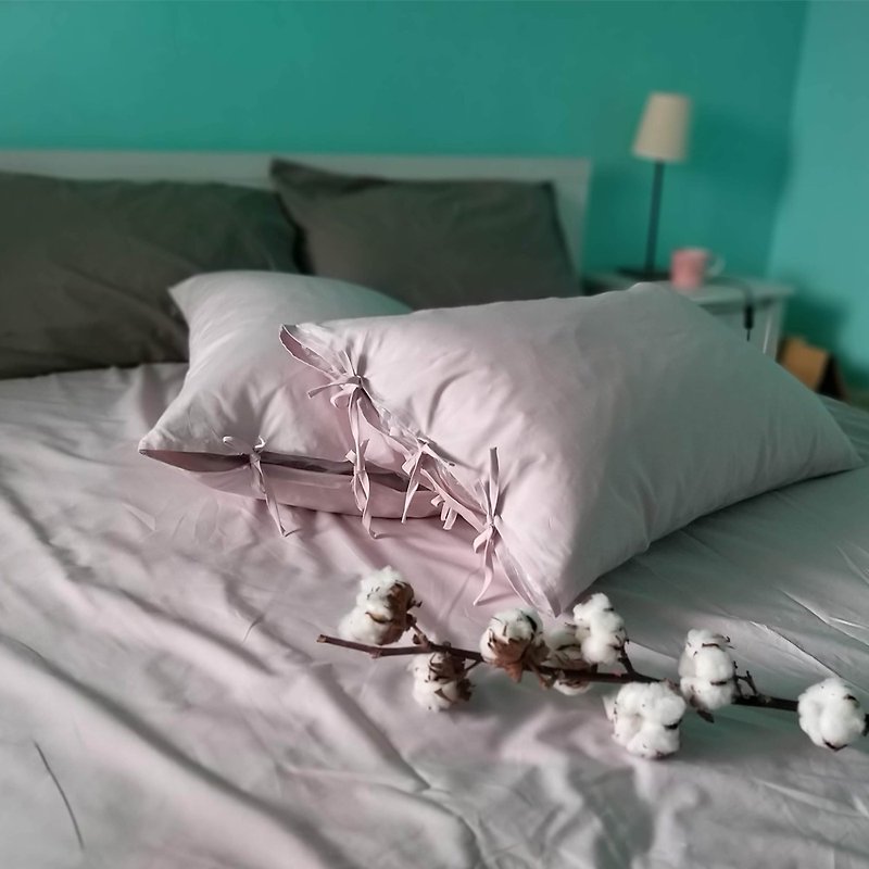 枕头套_心的觉醒100%有机棉枕头套一对_清新石英粉红(新款) - 寝具 - 棉．麻 粉红色