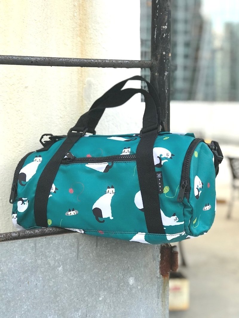 新品上市/ H.A.N.D 简约防泼水原创 设计 图案 旅行 猫控 单肩包 手提包 – 绿色懒懒猫 - 侧背包/斜挎包 - 其他材质 绿色