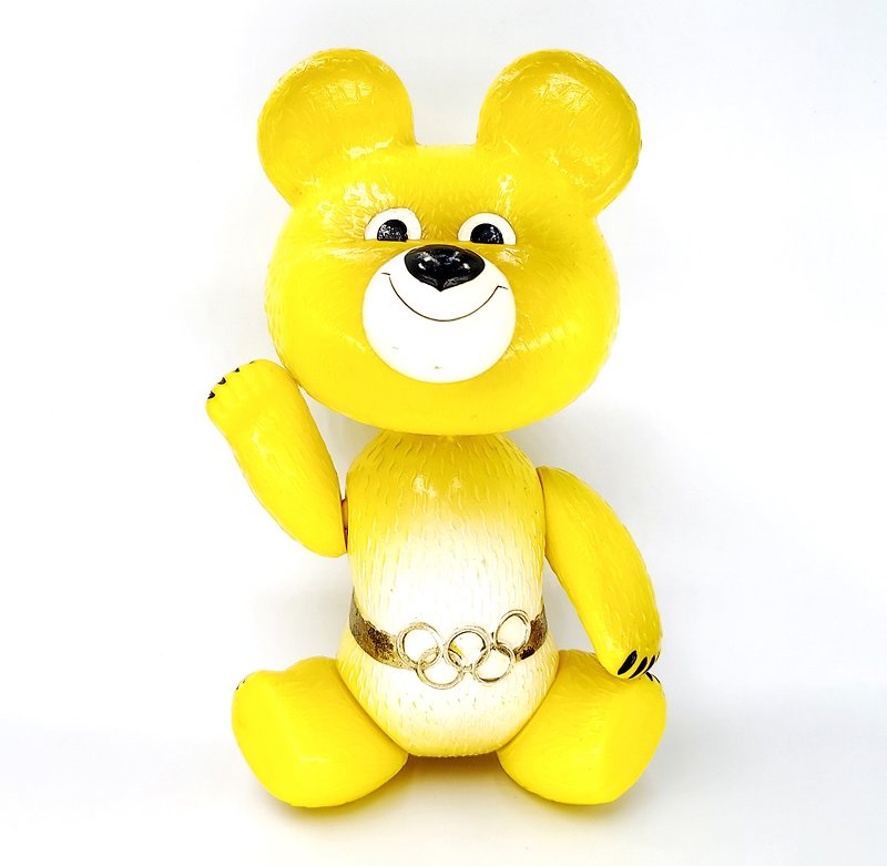 Bear MISHA celluloid doll mascot USSR Olympic Games Moscow 1980 - 玩具/玩偶 - 瓷 黄色