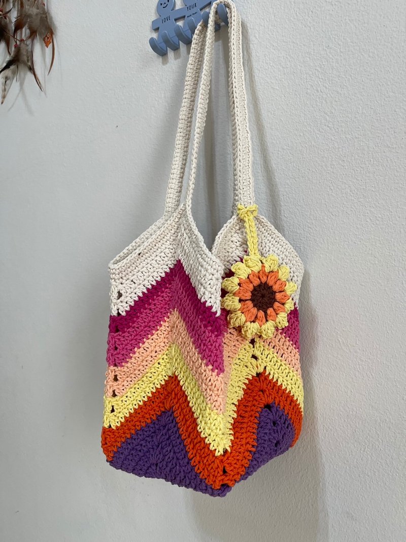 Granny Square colorful Bag,Crochet Bag, Women Bag - 手提包/手提袋 - 棉．麻 多色